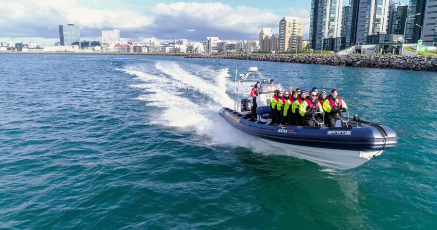 From Reykjavik: Whale Watching Tour by Speedboat - Harpa, Sun Voyager, and the harbor departure
