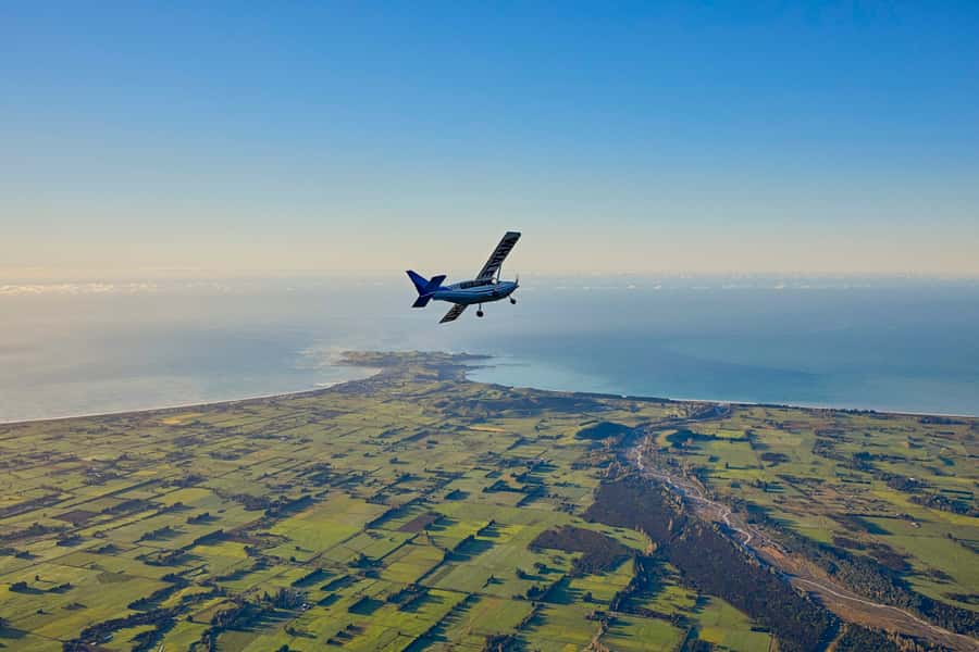 Kaikoura: Extended Flight Whale Watching & Mountain Tour - Searching for sperm whales from above