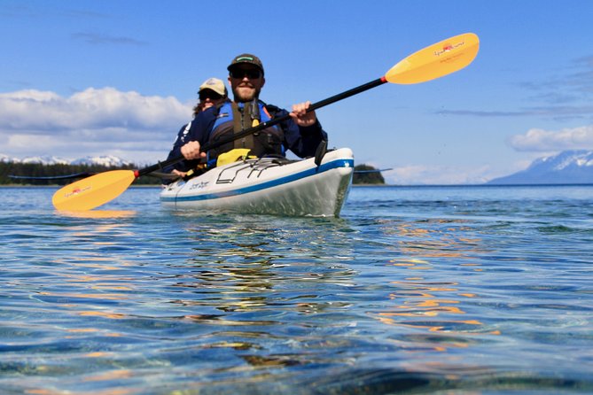 Paddle with Whales Kayak Adventure Juneau - The island beach, snacks, and tide pools