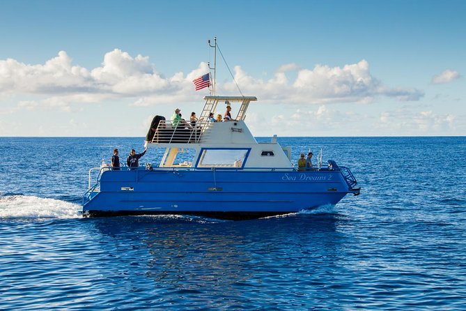 Waikiki Deluxe Catamaran Whale Watch - The boat, seating, drinks, and snacks